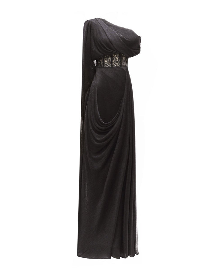 Asymmetrical Neckline Draped Dress - Gemy Maalouf