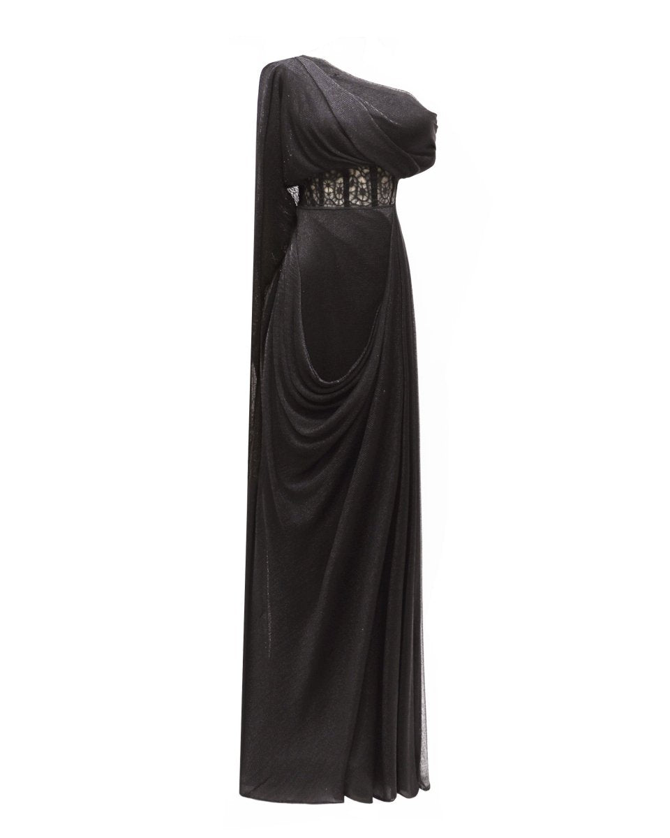 Asymmetrical Neckline Draped Dress - Gemy Maalouf