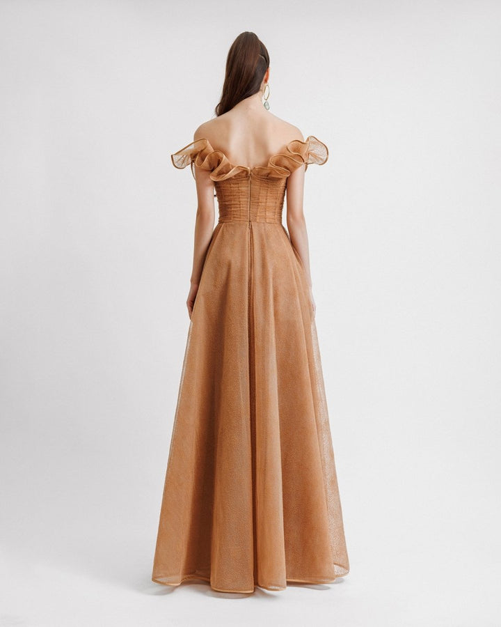 Off - The - Shoulders Layered Ruffles Dress - Gemy Maalouf