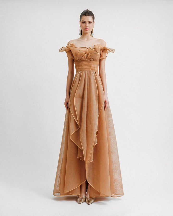 Off - The - Shoulders Layered Ruffles Dress - Gemy Maalouf