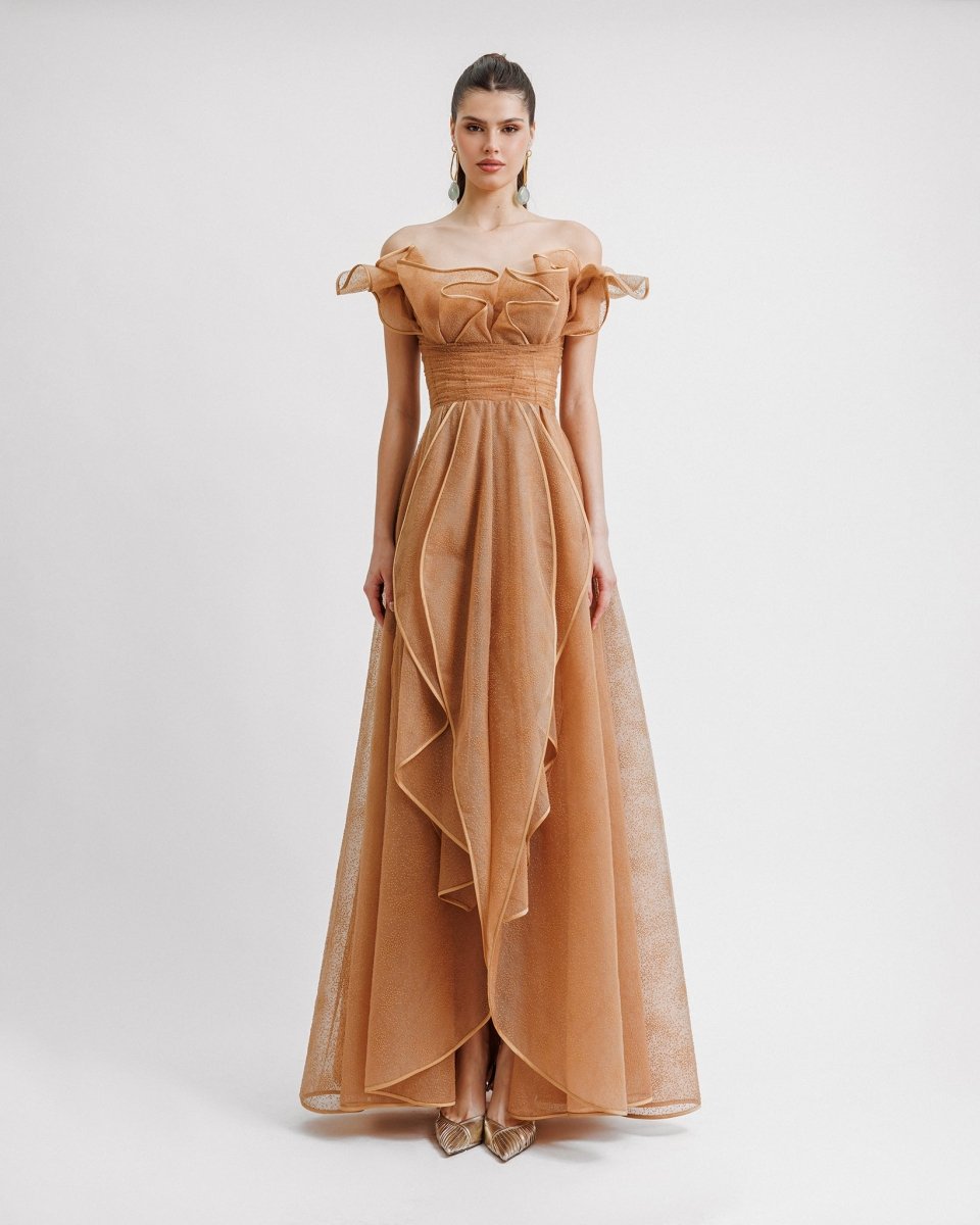 Off - The - Shoulders Layered Ruffles Dress - Gemy Maalouf