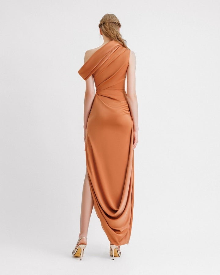 Asymmetrical Neckline and Hemline Dress - Gemy Maalouf