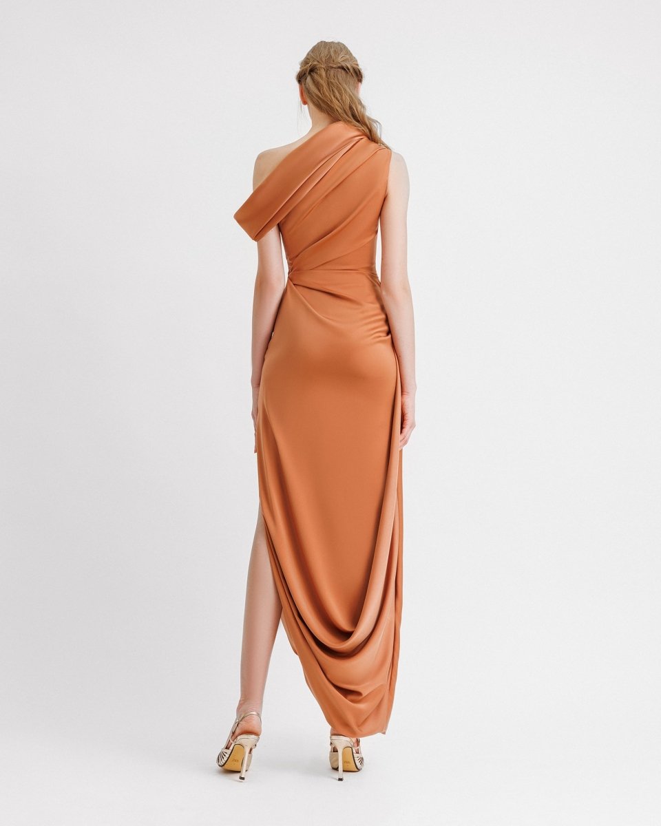 Asymmetrical Neckline and Hemline Dress - Gemy Maalouf
