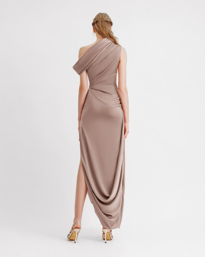 Asymmetrical Neckline and Hemline Dress - Gemy Maalouf