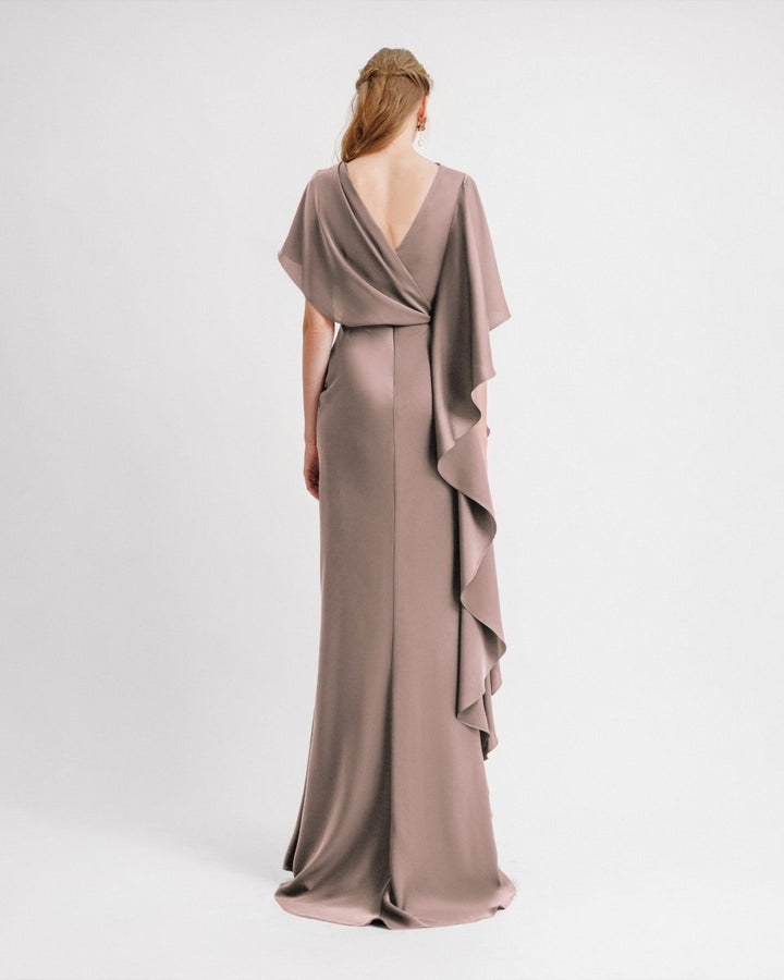 Asymmetrical Ruffled Draped Dress - Gemy Maalouf