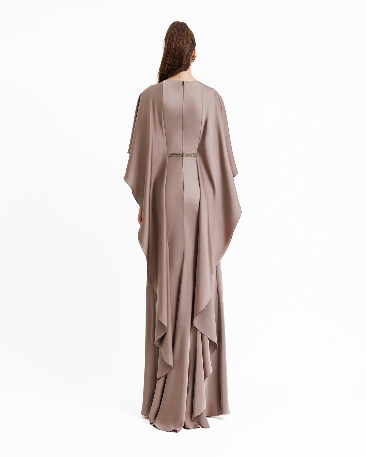 V-neckline Taupe Dress