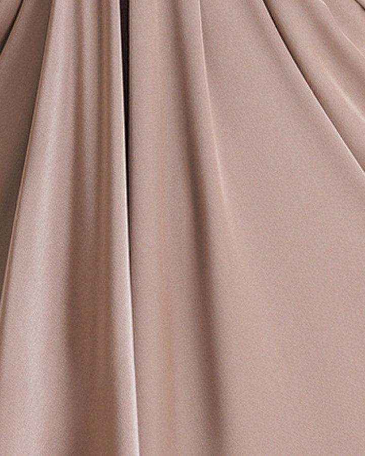 V - neckline Taupe Dress - Gemy Maalouf