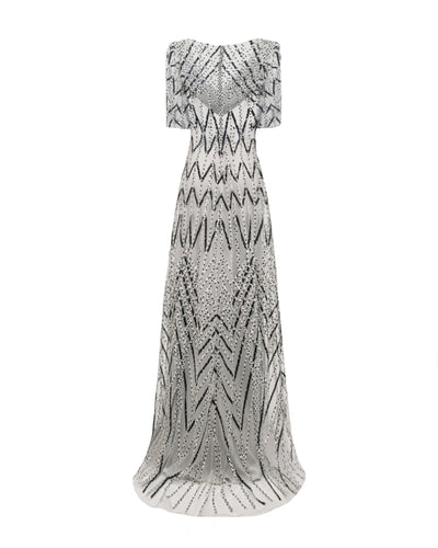 V-neckline Patterned Sequins Dress