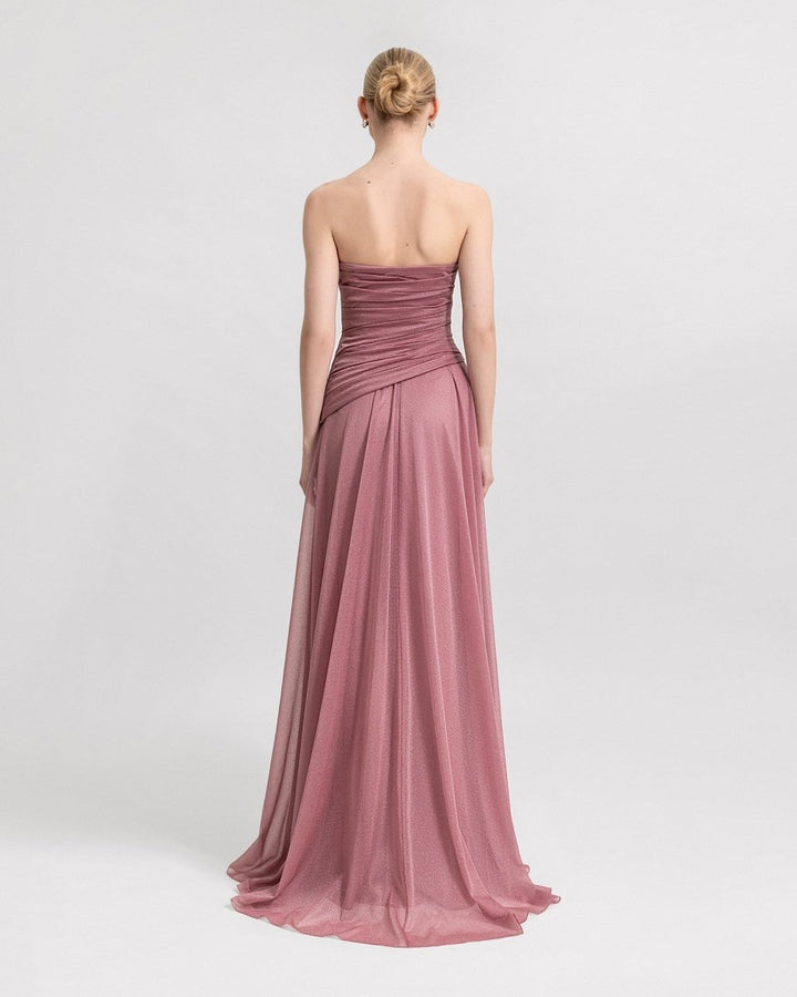 Strapless Pink Shimmer Dress - Gemy Maalouf