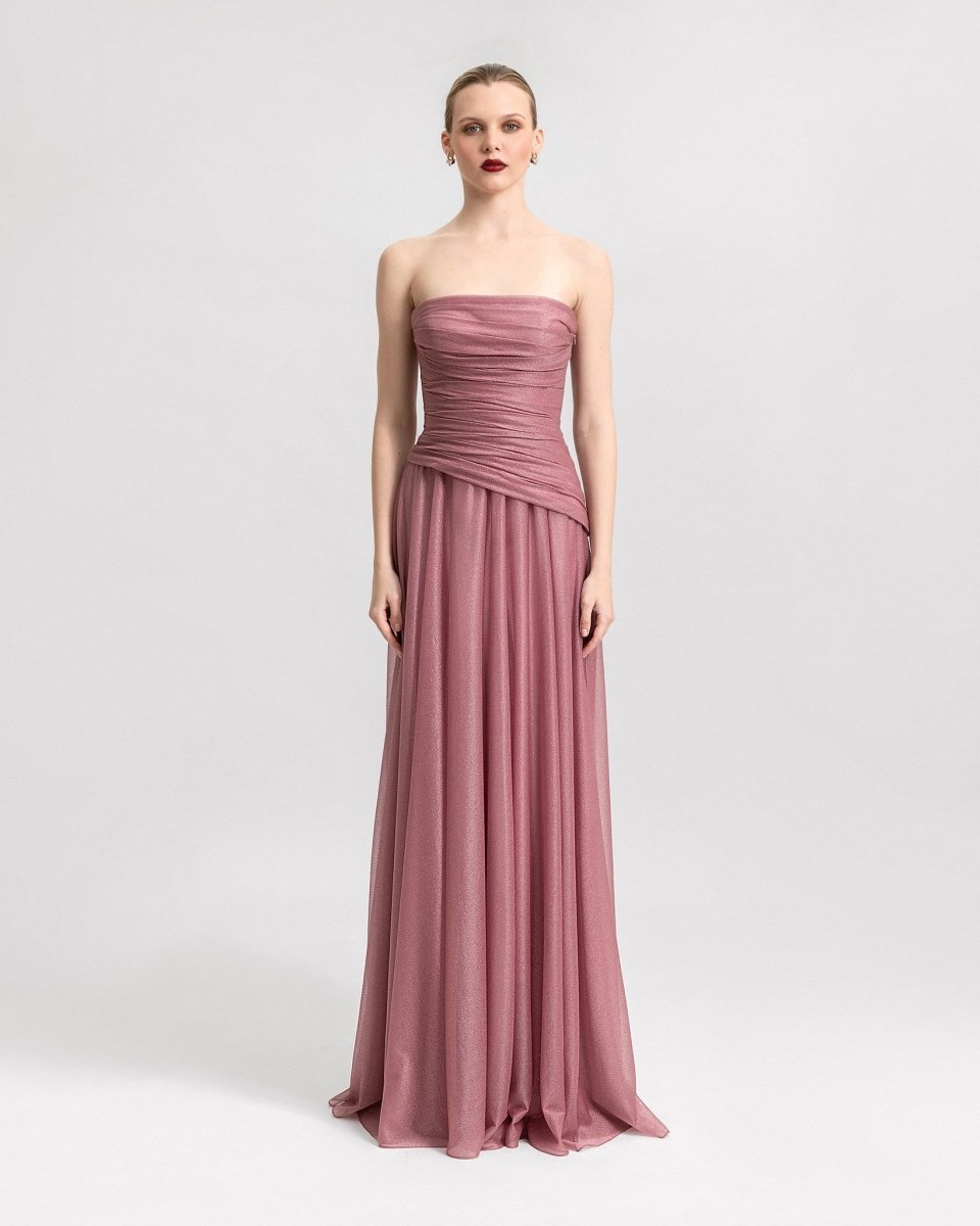 Strapless Pink Shimmer Dress - Gemy Maalouf