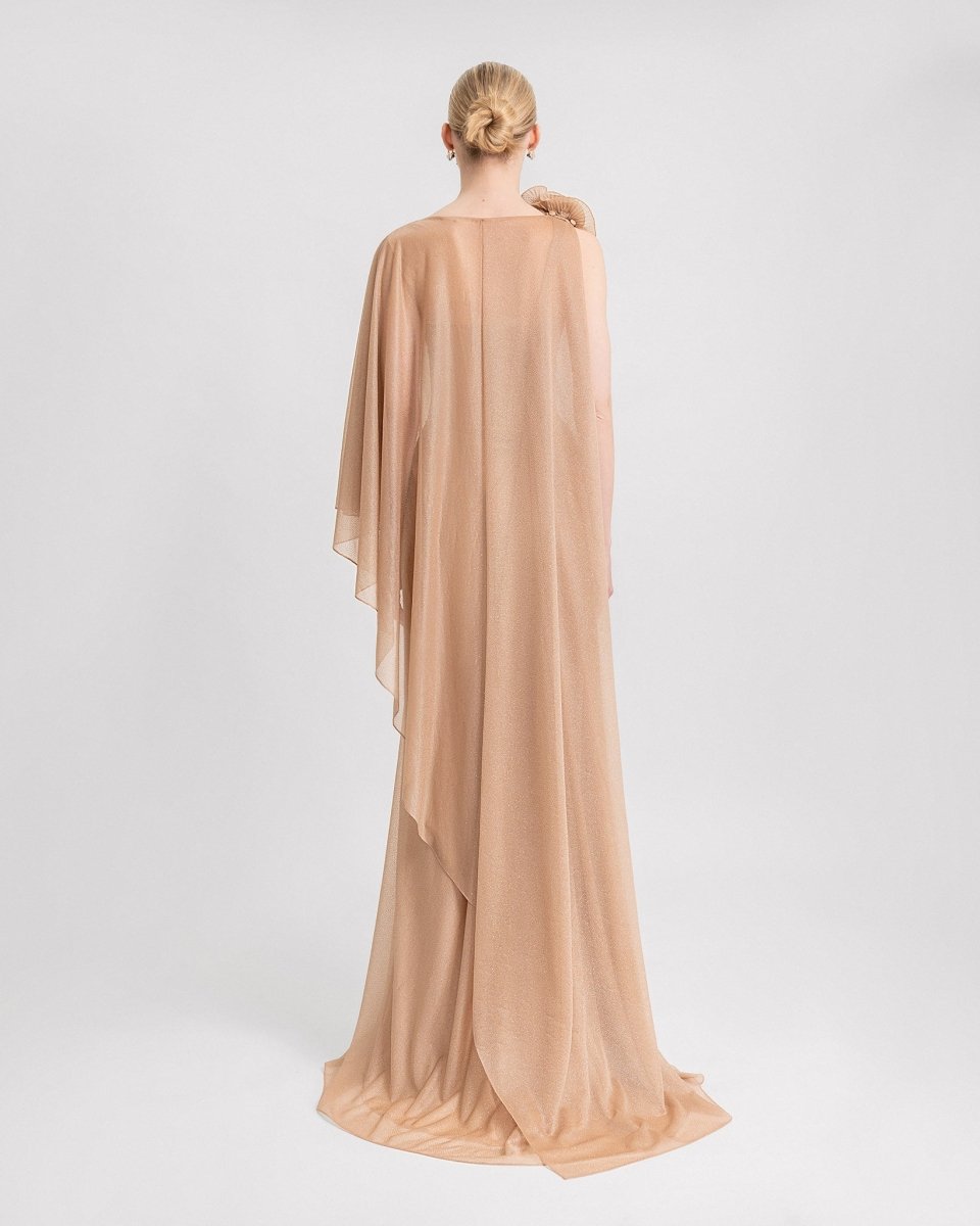 Floral Neckline Asymmetrical Dress - Gemy Maalouf