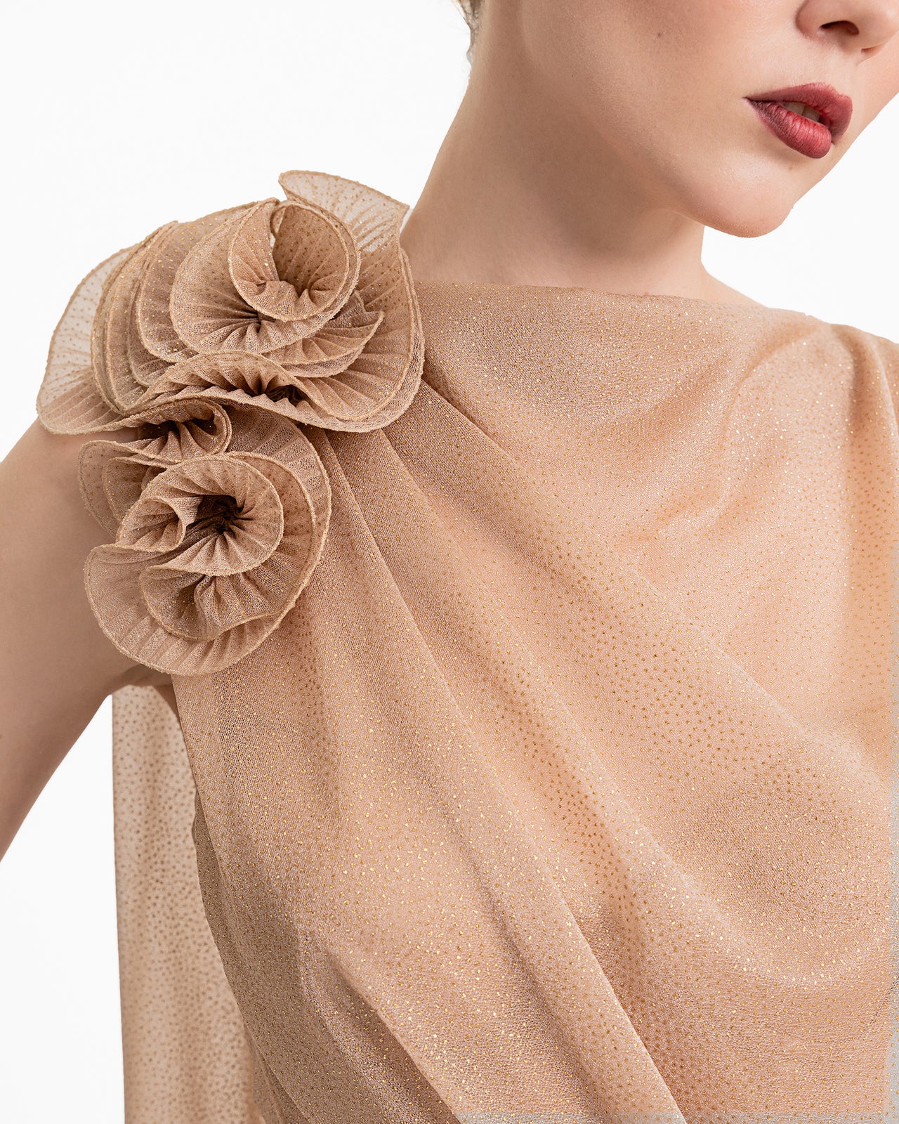 Floral Neckline Asymmetrical Dress