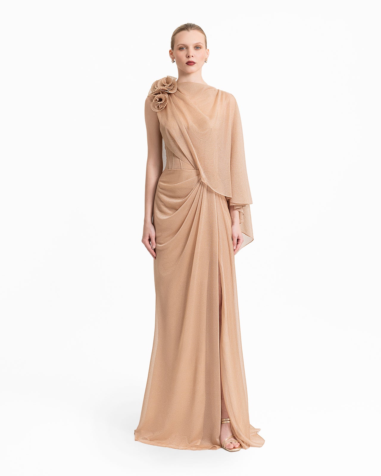 Floral Neckline Asymmetrical Dress
