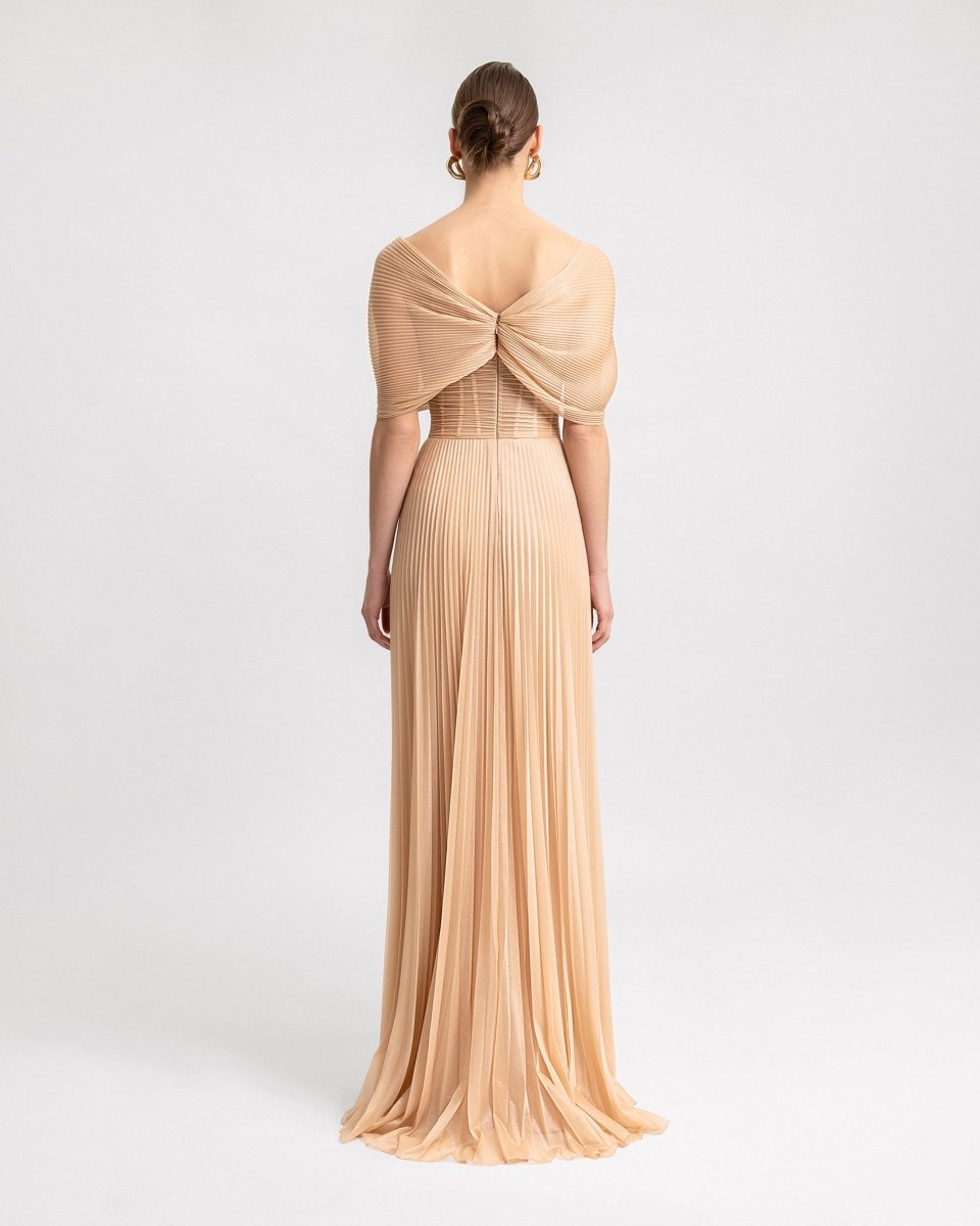 Asymmetrical Draped Neckline Dress - Gemy Maalouf