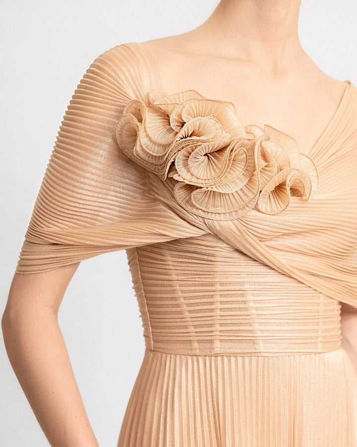 Asymmetrical Draped Neckline Dress - Gemy Maalouf