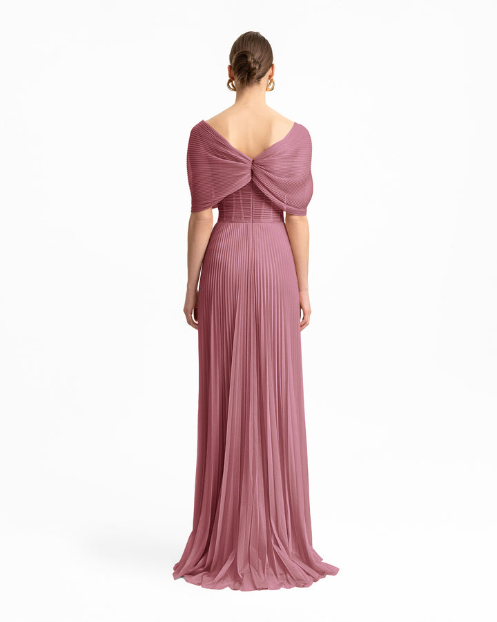 Asymmetrical Draped Neckline Dress