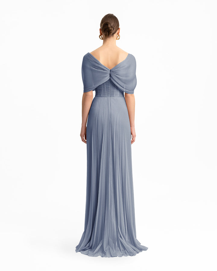 Asymmetrical Draped Neckline Dress