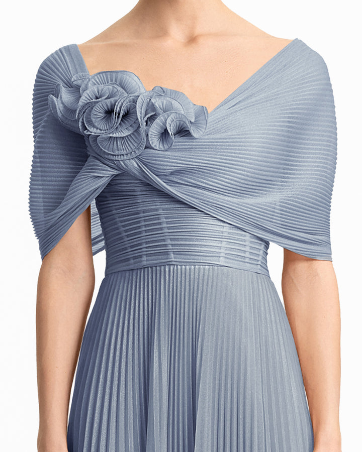 Asymmetrical Draped Neckline Dress