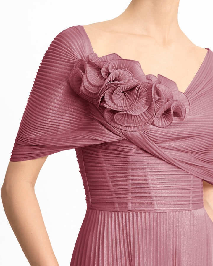 Asymmetrical Draped Neckline Dress
