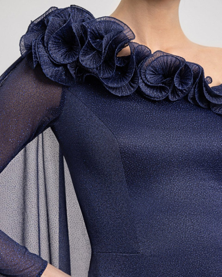 Asymmetrical Floral - Neckline Dress - Gemy Maalouf