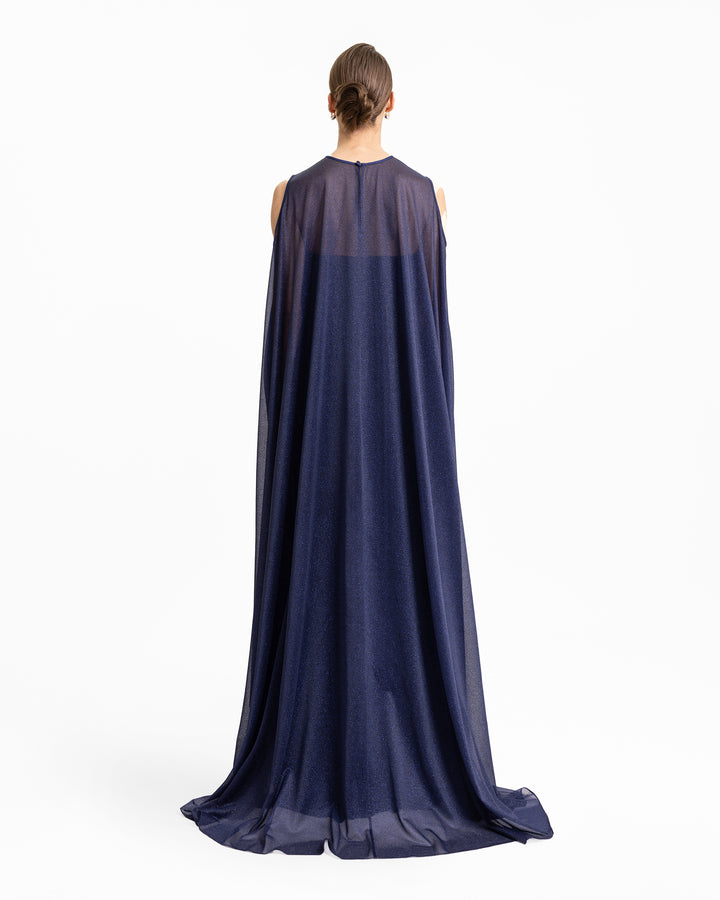 فستان بدون أكمام مع كاب شفاف