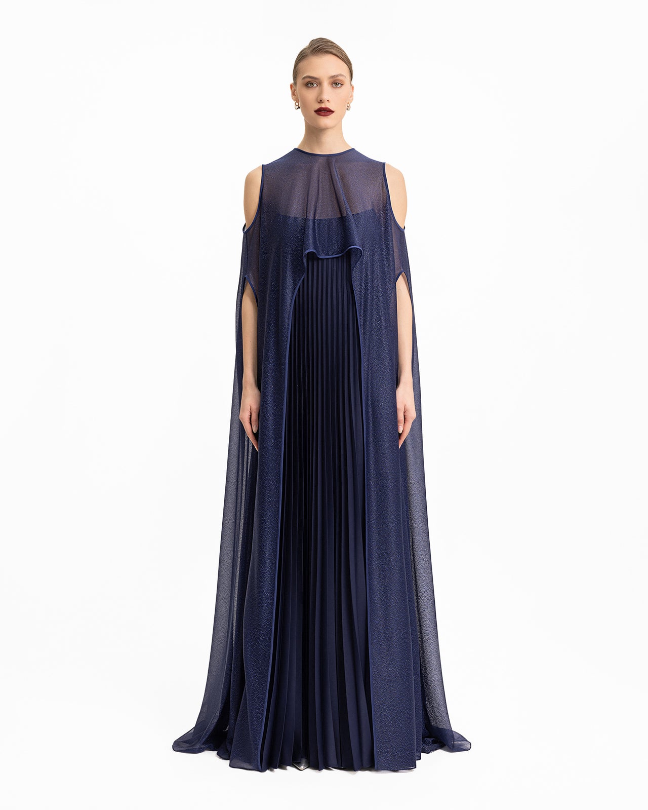 Strapless Dress with See-Through cape