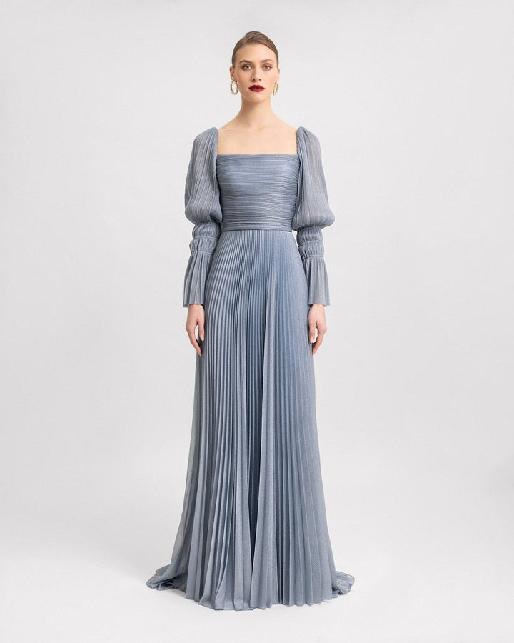 Puff Sleeve and Flowy Skirt Dress - Gemy Maalouf