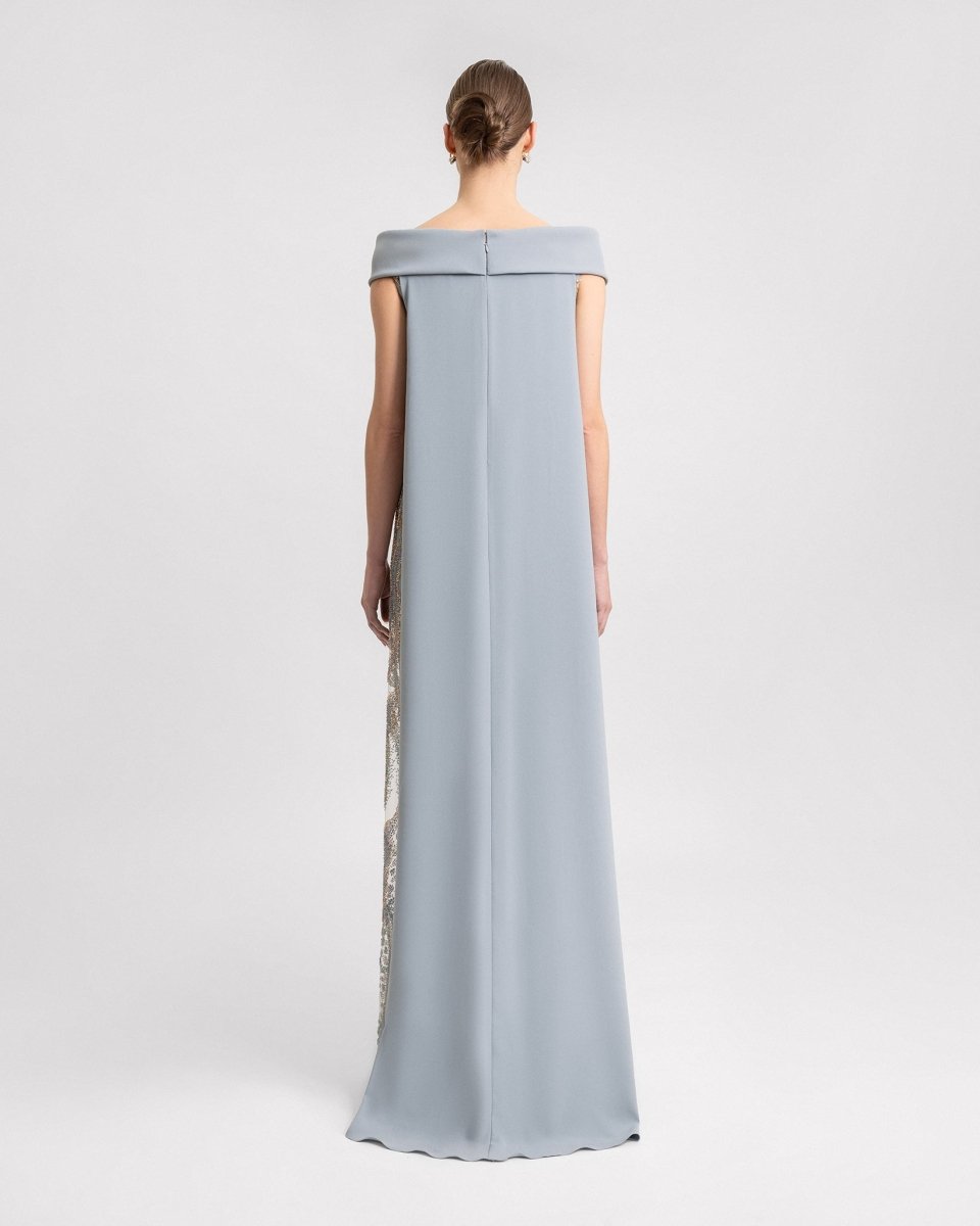 Slim - Cut Dress with Long Cape - Gemy Maalouf