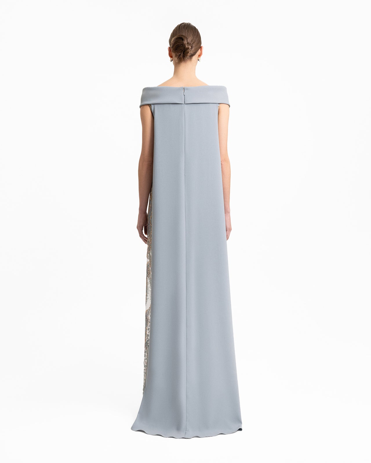 Slim-Cut Dress with Long Cape