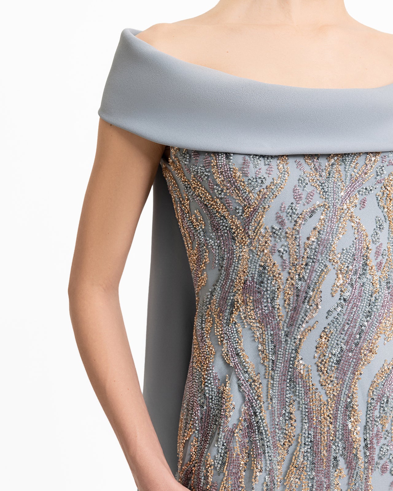 Slim-Cut Dress with Long Cape