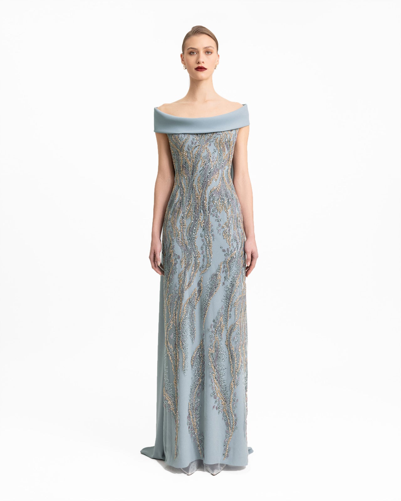 Slim-Cut Dress with Long Cape