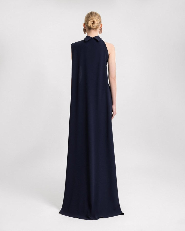 Padded Shoulder Dress with Cape - Gemy Maalouf