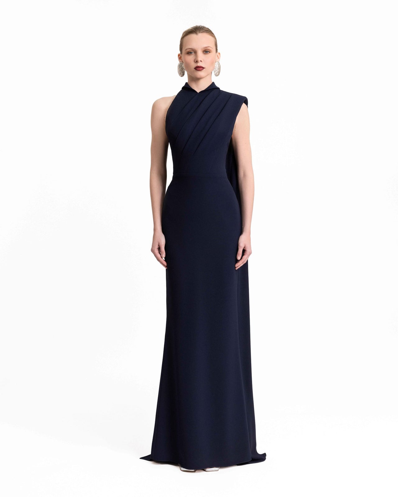 Padded Shoulder Dress with Cape