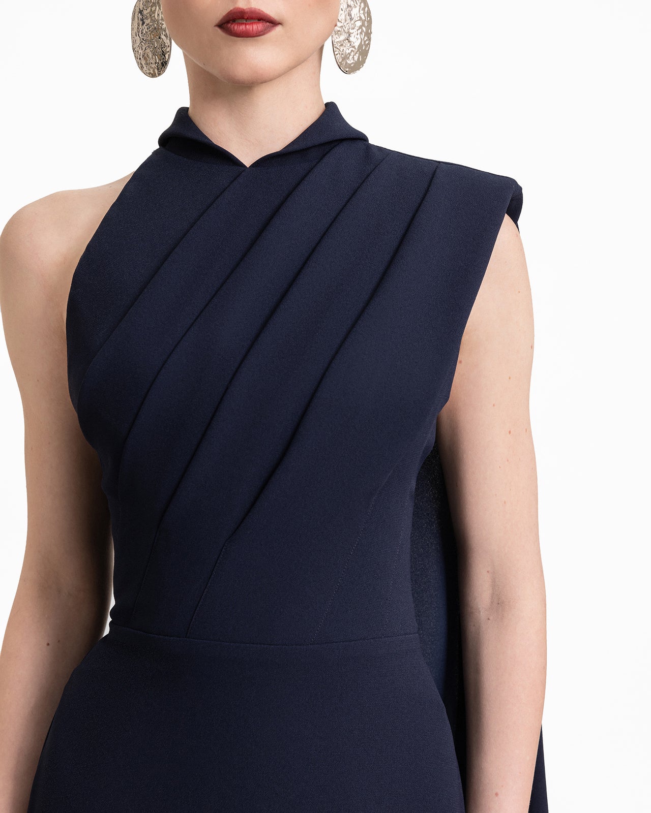Padded Shoulder Dress with Cape