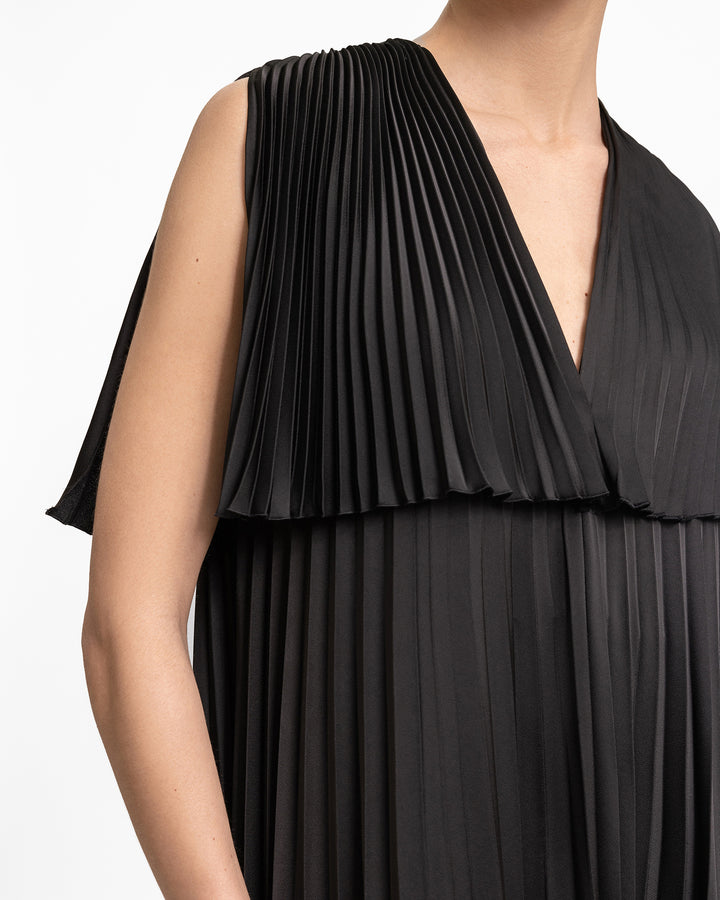 Loose-Cut Plissé Dress