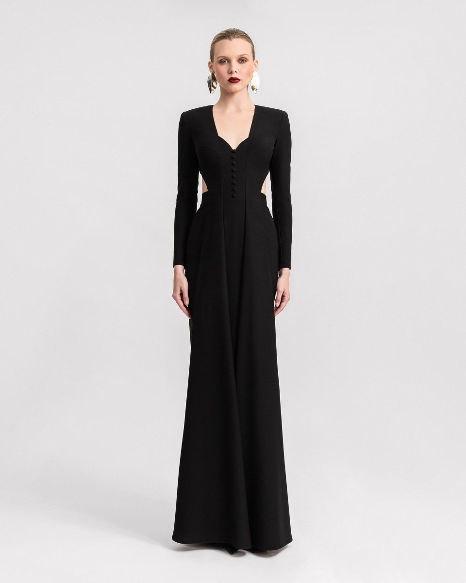 Button - Down Neckline Dress - Gemy Maalouf