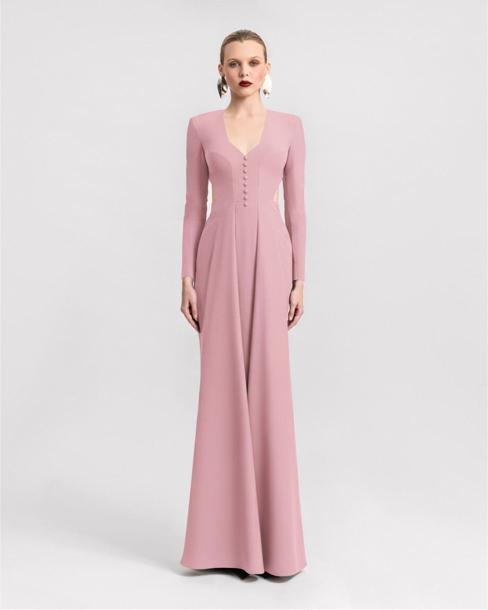 Button - Down Neckline Dress - Gemy Maalouf