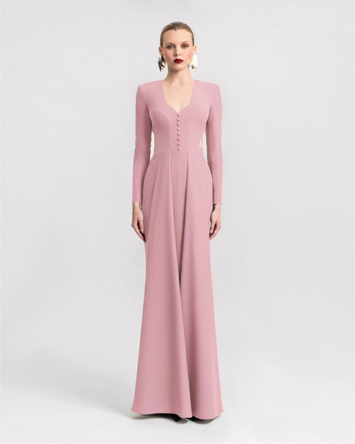 Button - Down Neckline Dress - Gemy Maalouf