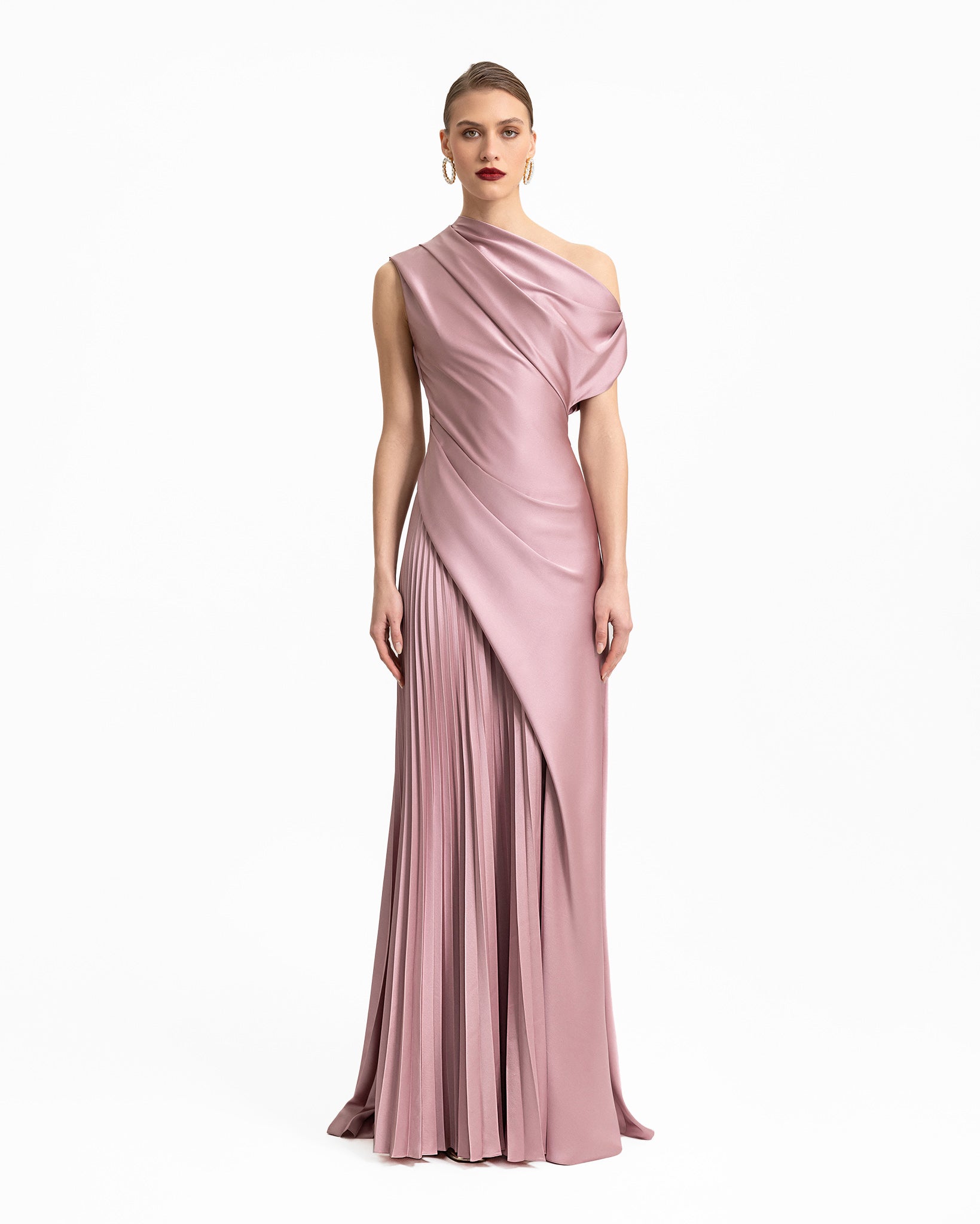 Asymmetrical Plissé Under-Skirt Dress