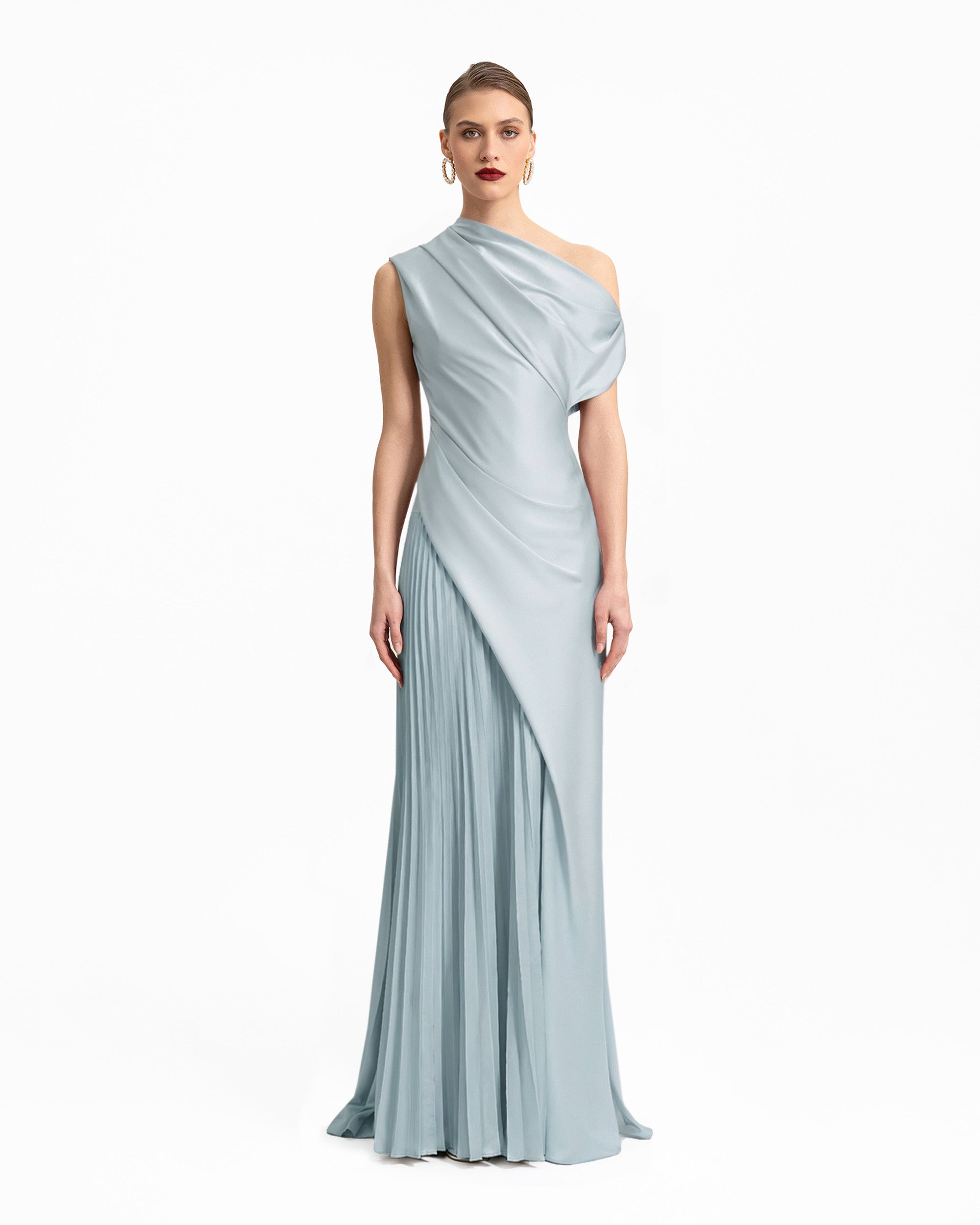 Asymmetrical Plissé Under-Skirt Dress