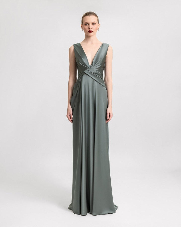 Plunged V - Neckline Dress - Gemy Maalouf