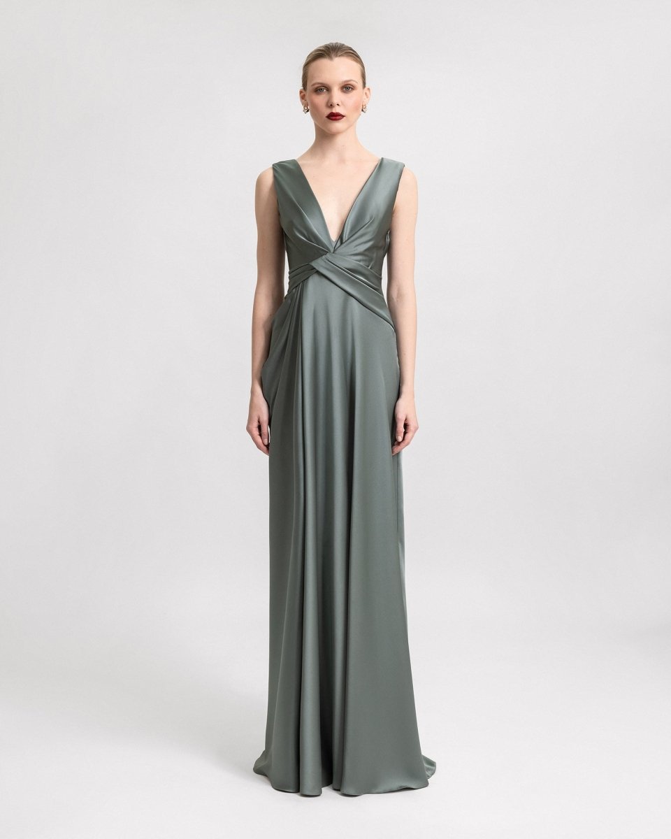 Plunged V - Neckline Dress - Gemy Maalouf