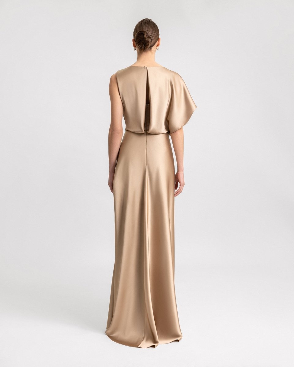 Draped Neckline and Skirt Dress - Gemy Maalouf