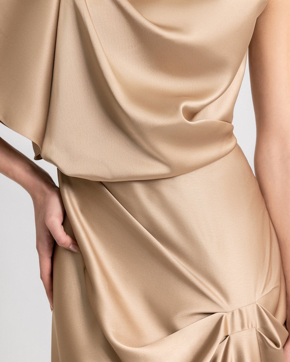 Draped Neckline and Skirt Dress - Gemy Maalouf