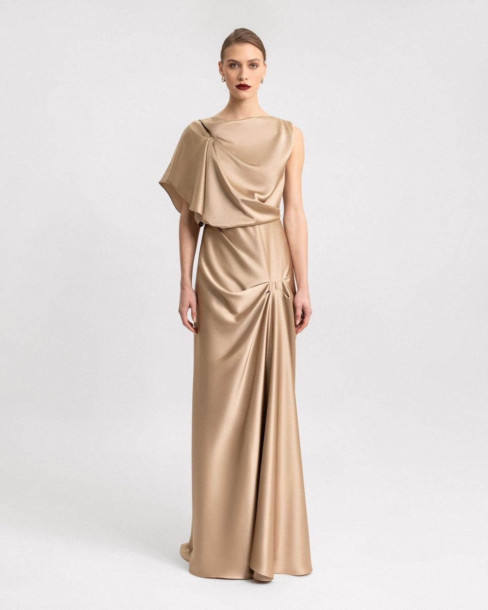 Draped Neckline and Skirt Dress - Gemy Maalouf