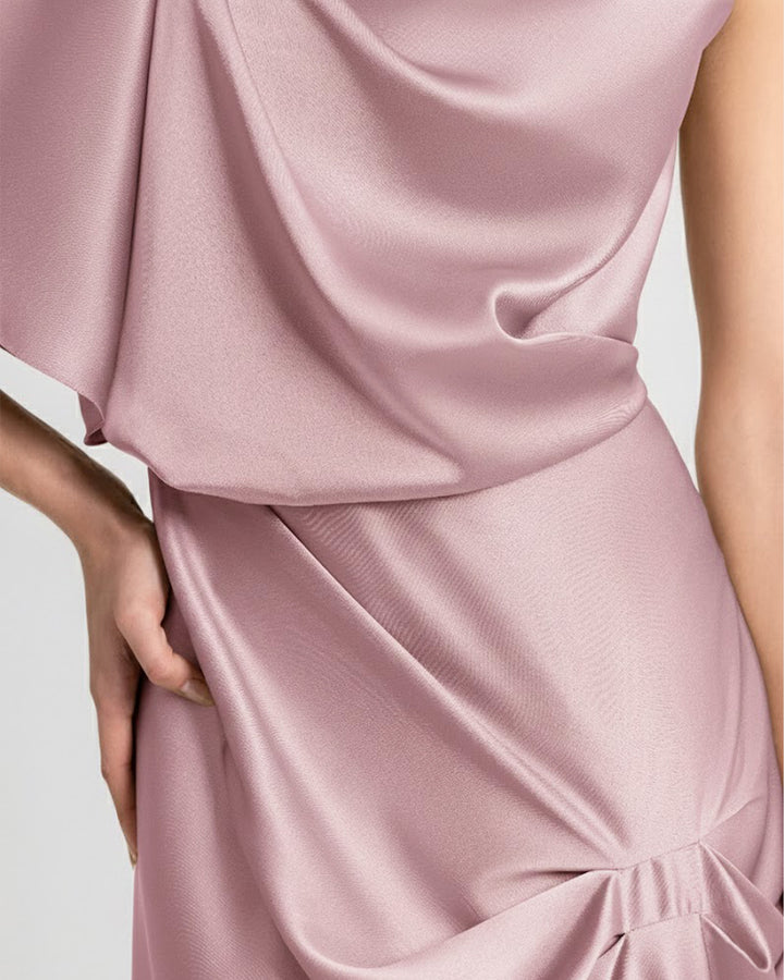 Draped Neckline and Skirt Dress