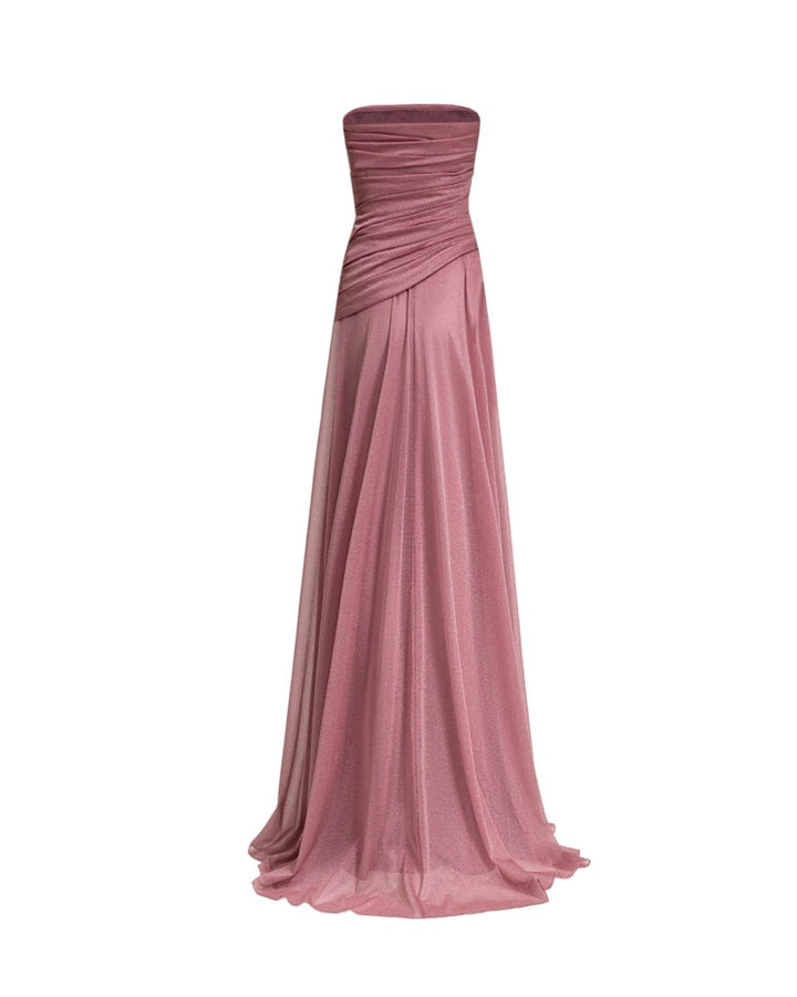 Strapless Pink Shimmer Dress - Gemy Maalouf