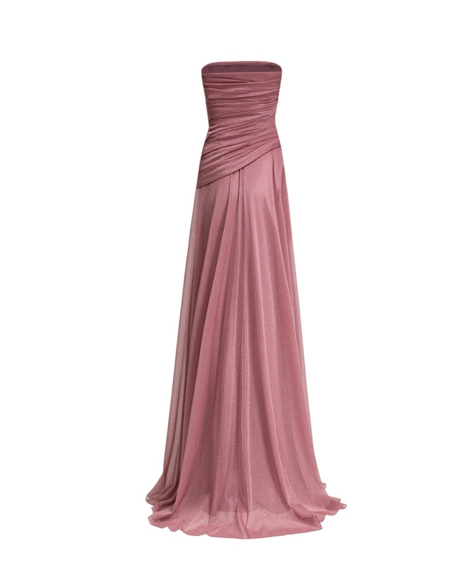 Strapless Pink Shimmer Dress - Gemy Maalouf