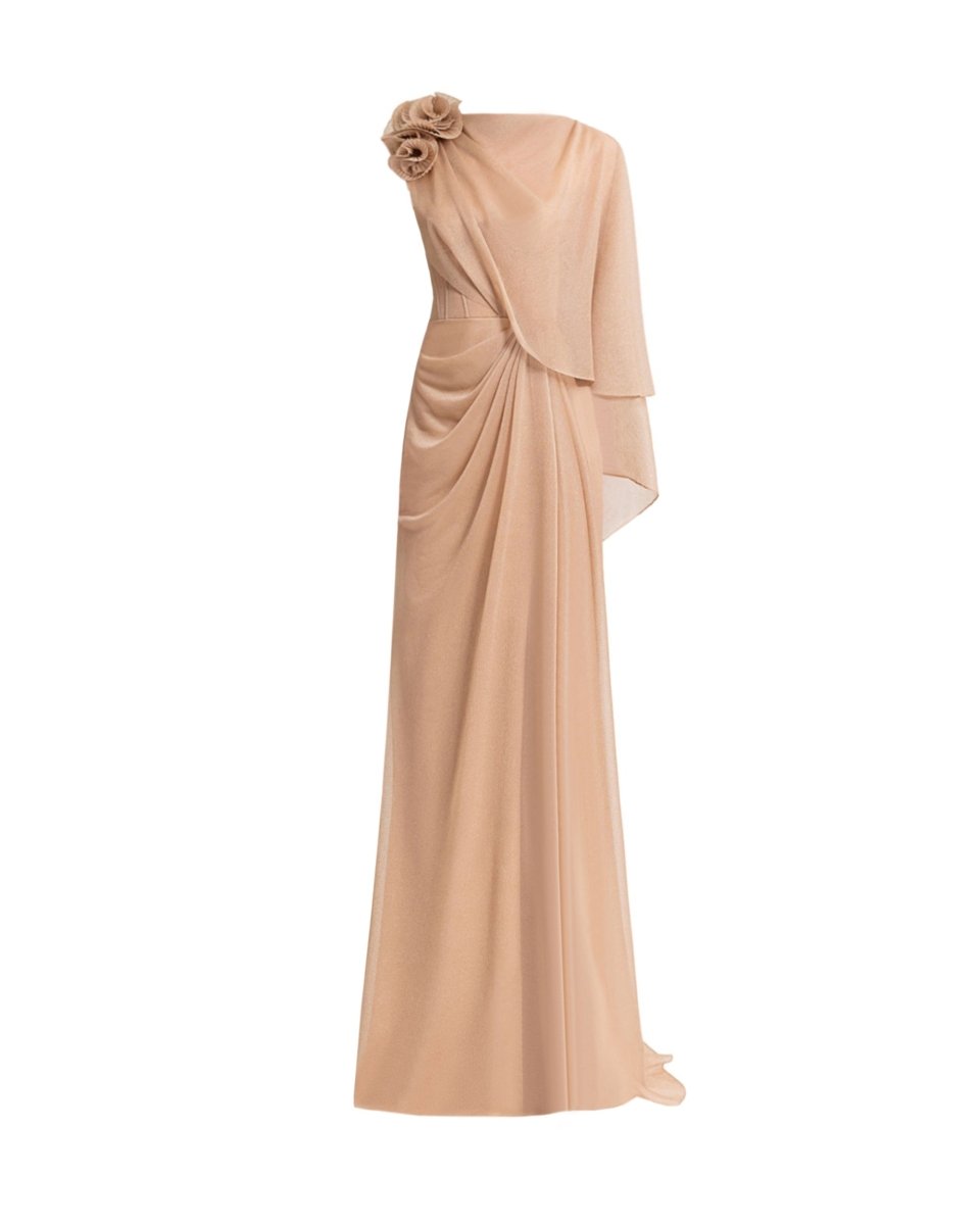 Floral Neckline Asymmetrical Dress - Gemy Maalouf