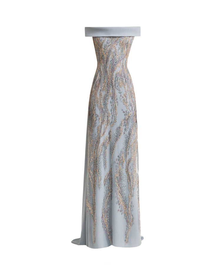 Slim - Cut Dress with Long Cape - Gemy Maalouf